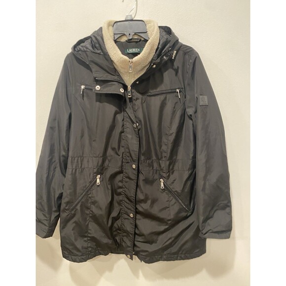 Ralph Lauren Women’s Hooded Jacket with Sherpa Zipper Attachment Size Large - Picture 10 of 11